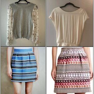 Anthropologie Bundle:  1 Blouse, 1 Sweater & 2 Skirts